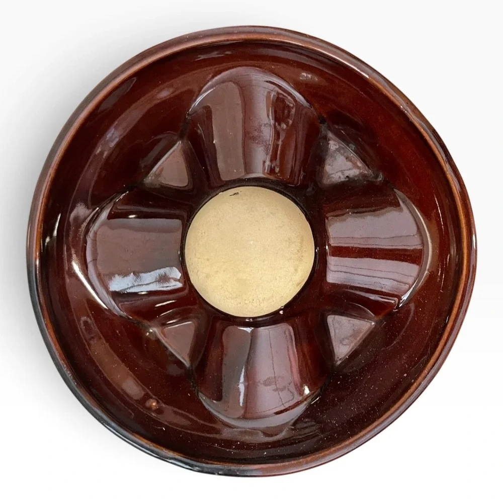 Vintage Marcrest Brown Glazed Ceramic Egg Baker Dish Individual Servings Pudding